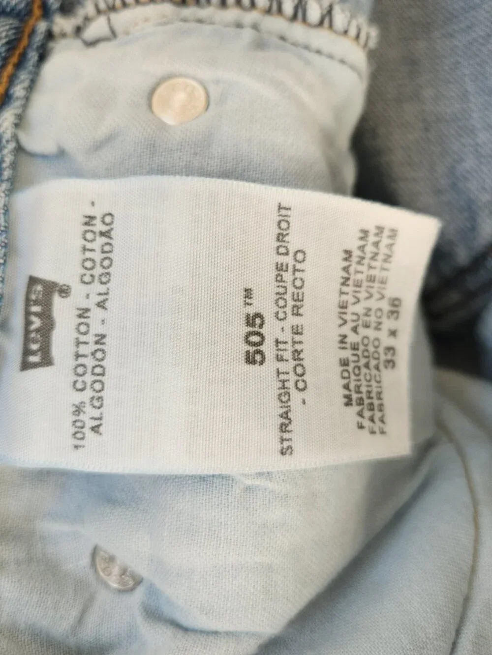 Levi's Mens 505 Sz 33x36 Regular Fit Straight Leg Jeans Light Wash